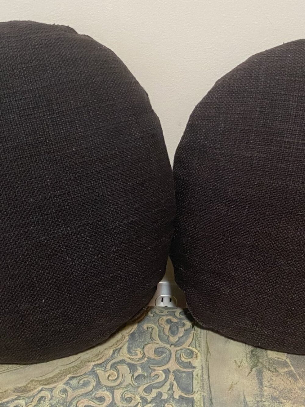 Black Round Accent Pillows – Set of 2 - Picture 4 of 7
